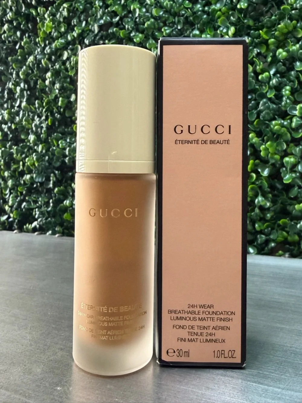 Gucci Foundation Bottle and Box - Tan, Cream